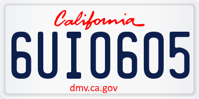CA license plate 6UIO605