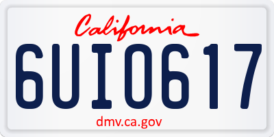 CA license plate 6UIO617