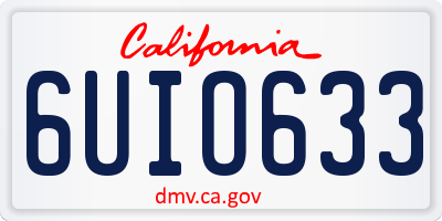 CA license plate 6UIO633
