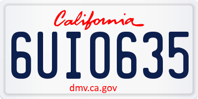 CA license plate 6UIO635