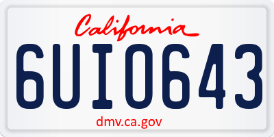 CA license plate 6UIO643