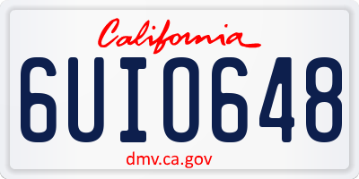 CA license plate 6UIO648