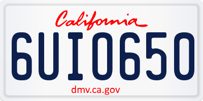 CA license plate 6UIO650