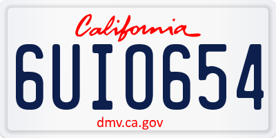 CA license plate 6UIO654