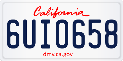 CA license plate 6UIO658