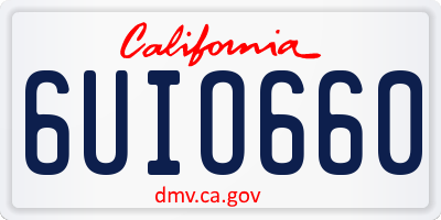 CA license plate 6UIO660