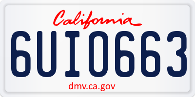 CA license plate 6UIO663