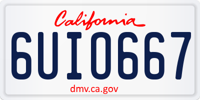 CA license plate 6UIO667