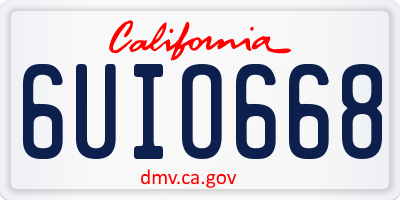 CA license plate 6UIO668