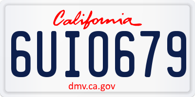CA license plate 6UIO679