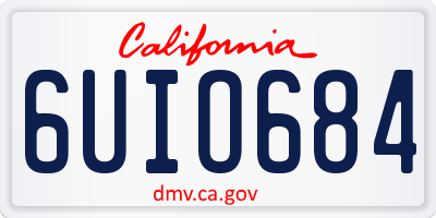 CA license plate 6UIO684