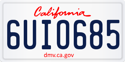 CA license plate 6UIO685