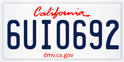 CA license plate 6UIO692