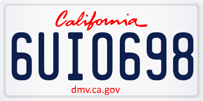 CA license plate 6UIO698