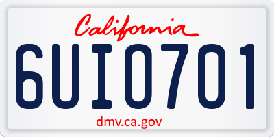 CA license plate 6UIO701