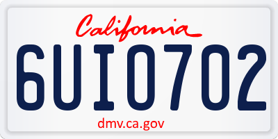 CA license plate 6UIO702