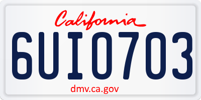 CA license plate 6UIO703