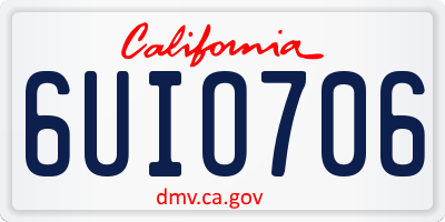 CA license plate 6UIO706
