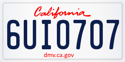 CA license plate 6UIO707