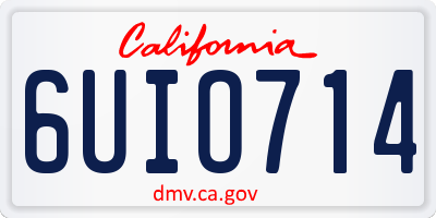 CA license plate 6UIO714