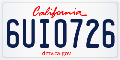 CA license plate 6UIO726