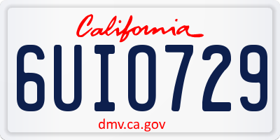 CA license plate 6UIO729