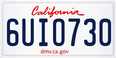 CA license plate 6UIO730