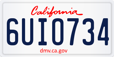CA license plate 6UIO734