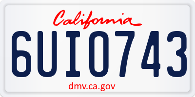 CA license plate 6UIO743