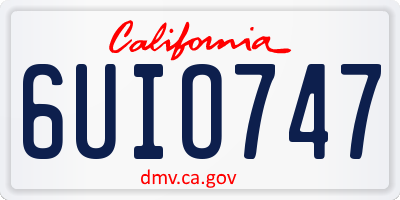 CA license plate 6UIO747