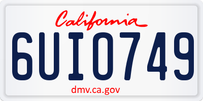 CA license plate 6UIO749