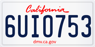 CA license plate 6UIO753