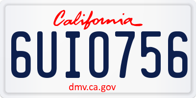 CA license plate 6UIO756