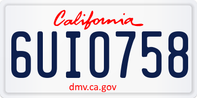 CA license plate 6UIO758