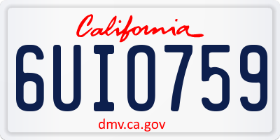 CA license plate 6UIO759