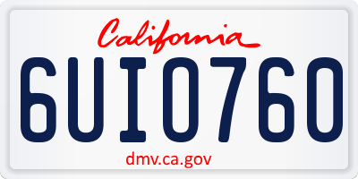 CA license plate 6UIO760