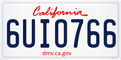 CA license plate 6UIO766