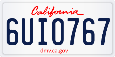 CA license plate 6UIO767