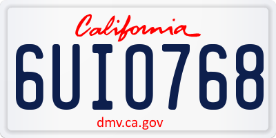 CA license plate 6UIO768