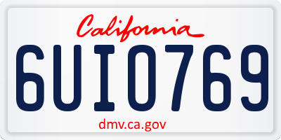 CA license plate 6UIO769