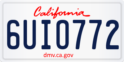 CA license plate 6UIO772