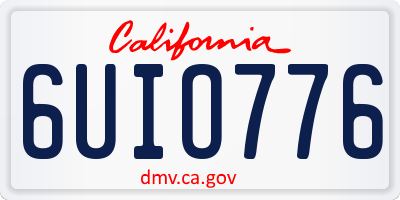 CA license plate 6UIO776