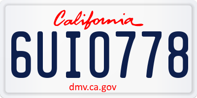 CA license plate 6UIO778