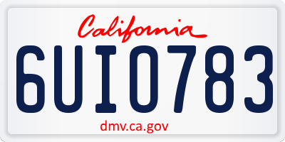 CA license plate 6UIO783