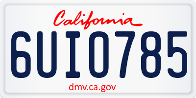 CA license plate 6UIO785