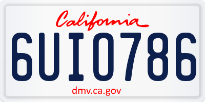 CA license plate 6UIO786