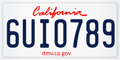 CA license plate 6UIO789