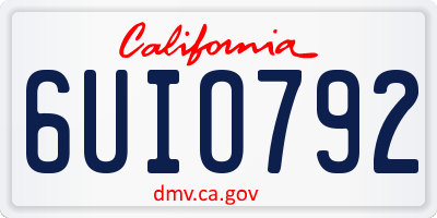 CA license plate 6UIO792