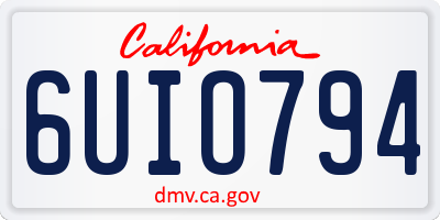 CA license plate 6UIO794