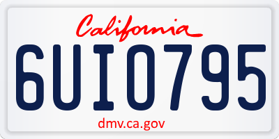 CA license plate 6UIO795